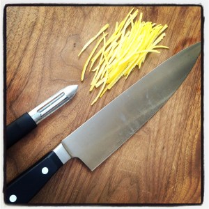 cutting lemon julienne